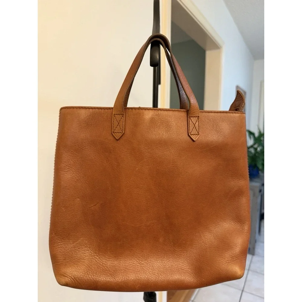 Madewell Leather Medium Size Tote Bag Brown Purse Handbag Basic No Big Strap